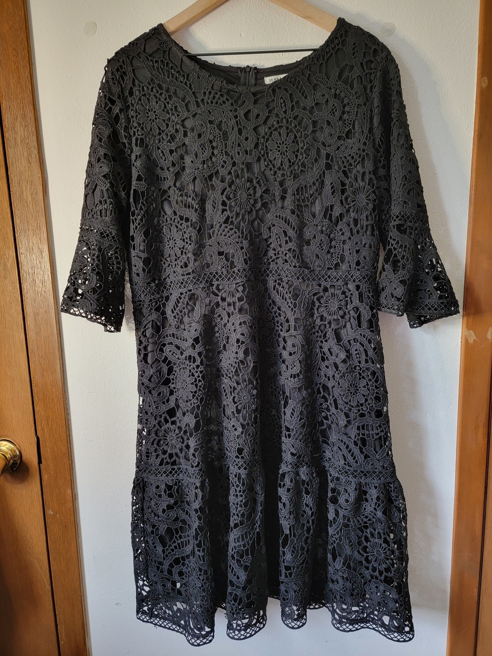 JessaKae Black Crochet Lace Midi Dress Bell Sleeves XXXL - Picture 2 of 16